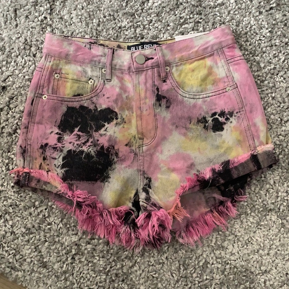 Blue Revival tie dye denim shorts